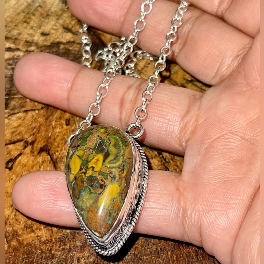Fruit Jasper Pendant Necklace 16” - 17”